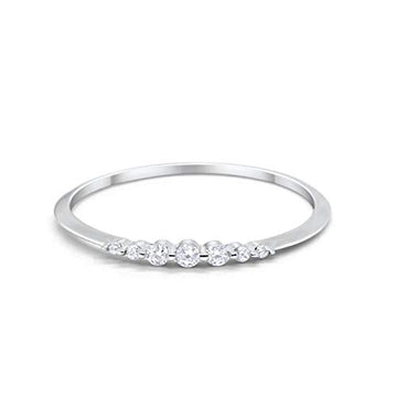 Half Eternity Wedding Ring Round Simulated Cubic Zirconia 925 Sterling Silver